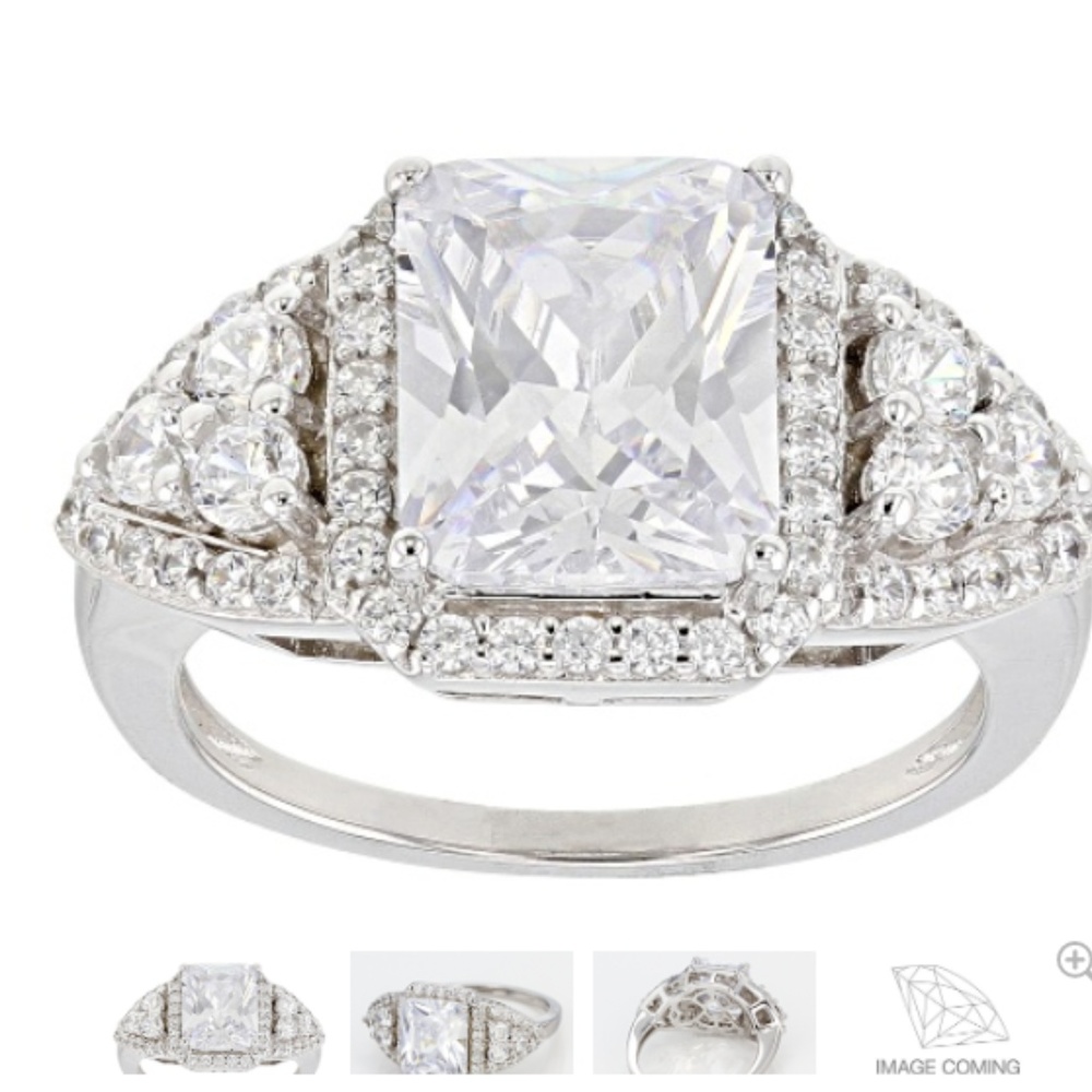 Cubic Zirconia Rhodium/Sterling 5.2 CTW… ring size 10